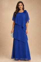 Chiffon A-Line/Princess Scoop Neck Floor-Length Mother of the Bride & Groom Dresses with Tiered Layers (SHI22501536)