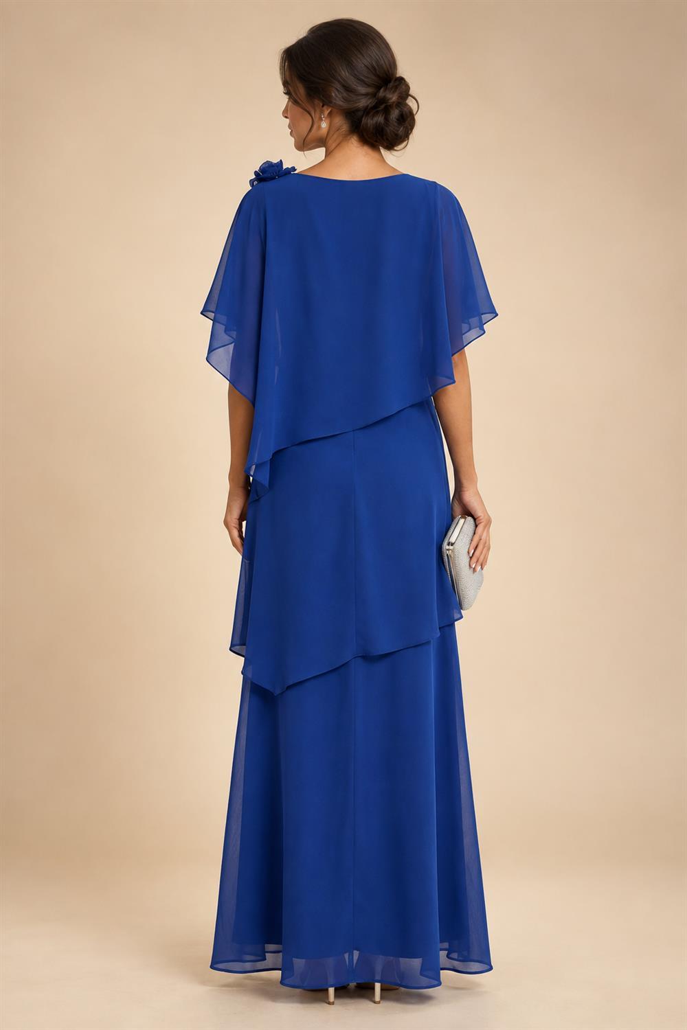 Chiffon A-Line/Princess Scoop Neck Floor-Length Mother of the Bride & Groom Dresses with Tiered Layers (SHI22501536)