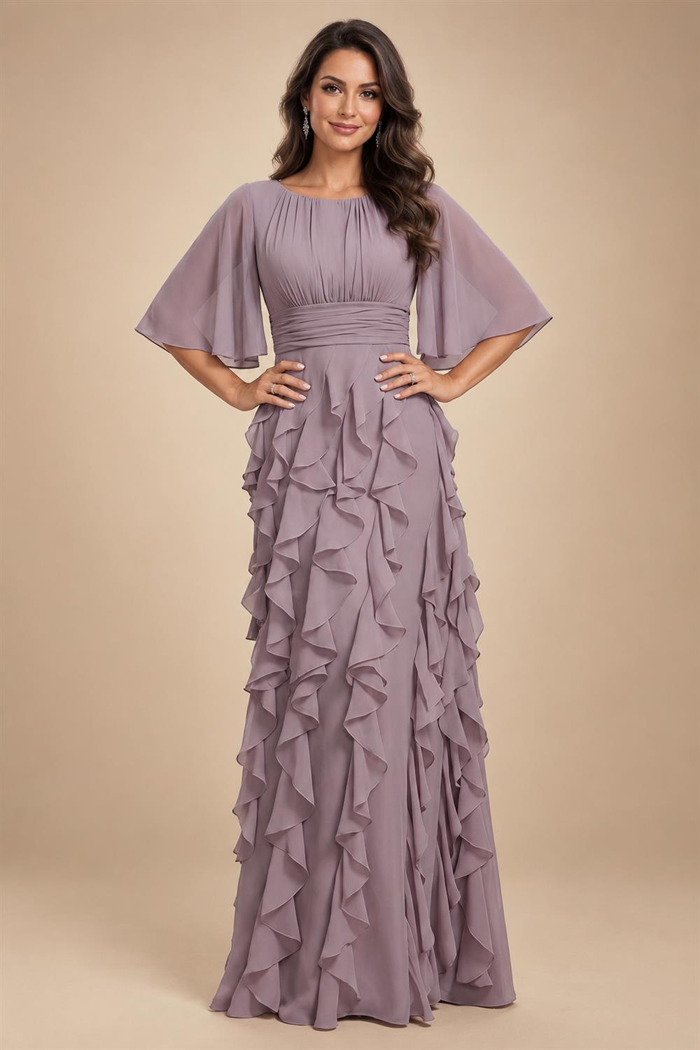 A-Line/Princess V-Neck Floral Embroidery Maxi Mother of the Bride & Groom Dresses with Ruched Waist (SHI22501624)