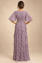 A-Line/Princess Scoop Neck Chiffon Maxi Mother of the Bride & Groom Dresses with Ruffles (SHI22501599)