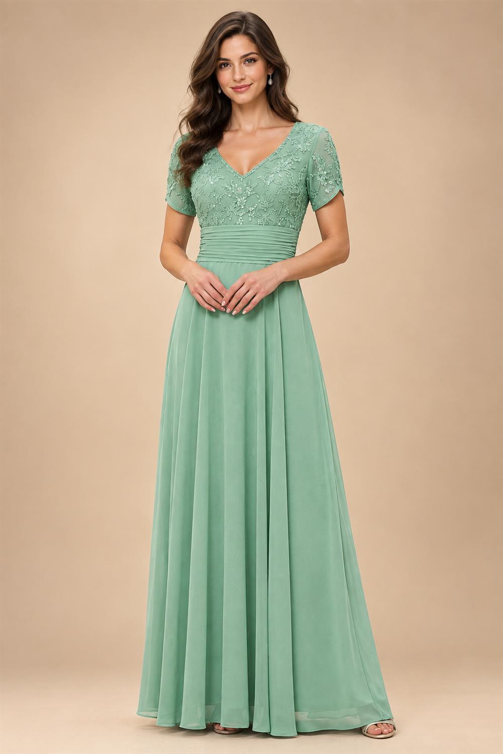 Sheath Chiffon Floral Print Cape Sleeves Mother of the Bride & Groom Dresses for Formal Wedding (SHI22500682)