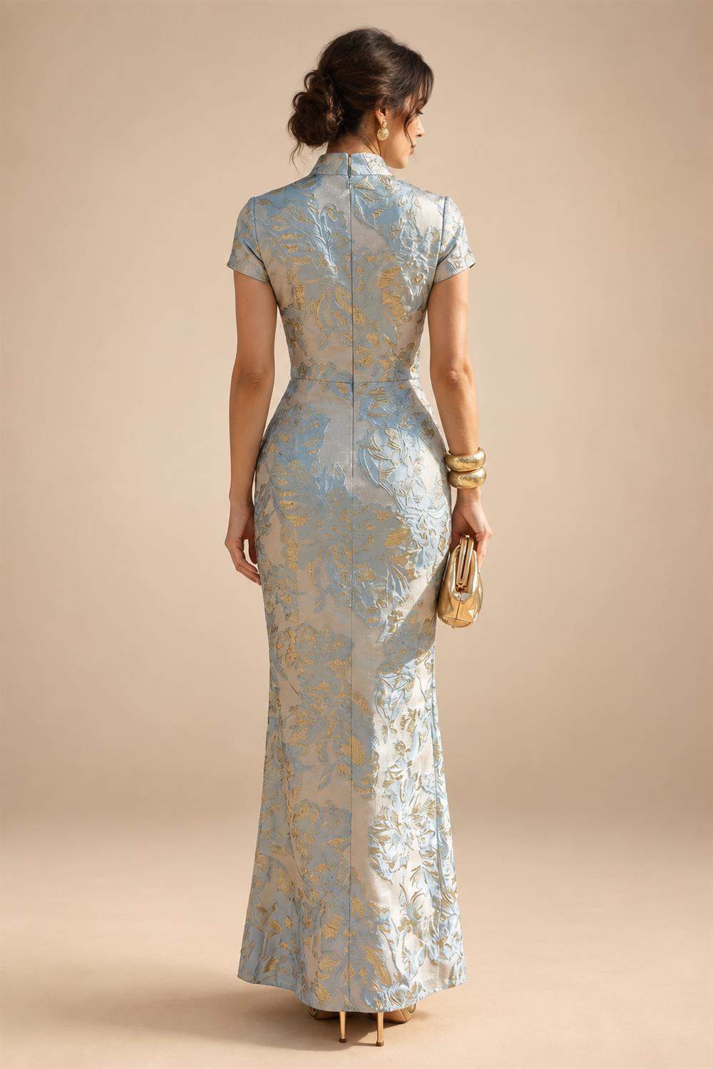 Sheath/Column Scoop Neck Lace Appliques Maxi Mother of the Bride & Groom Dresses with Ruched Waist & Sequin (SHI22501632)
