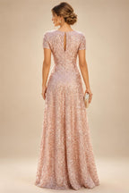 Sequin Floral A-Line/Princess V-Neck Floor-Length Mother of the Bride & Groom Dresses with 3D Flowers & Pleats (SHI22501348)