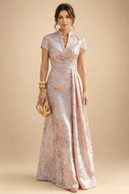 A-Line/Princess V-Neck Velvet Floor-Length Mother of the Bride & Groom Dresses with Ruched Waist (SHI22501614)