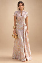 A-Line/Princess Scoop Neck Pleated Satin Evening Dresses with Sequins (SHI22500066)