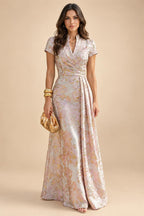 Pantsuit Scoop Neck Satin Maxi Mother of the Bride Pantsuits with Fluffy Feather Trim Cuffs (SHI22501692)