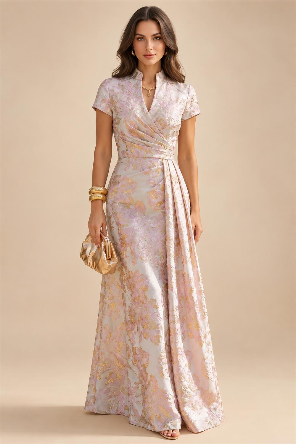 A-Line/Princess One Shoulder Chiffon Floor-Length Mother of the Bride & Groom Dresses with Lace Appliques, Sweep Train & Side Sash (SHI22501663)