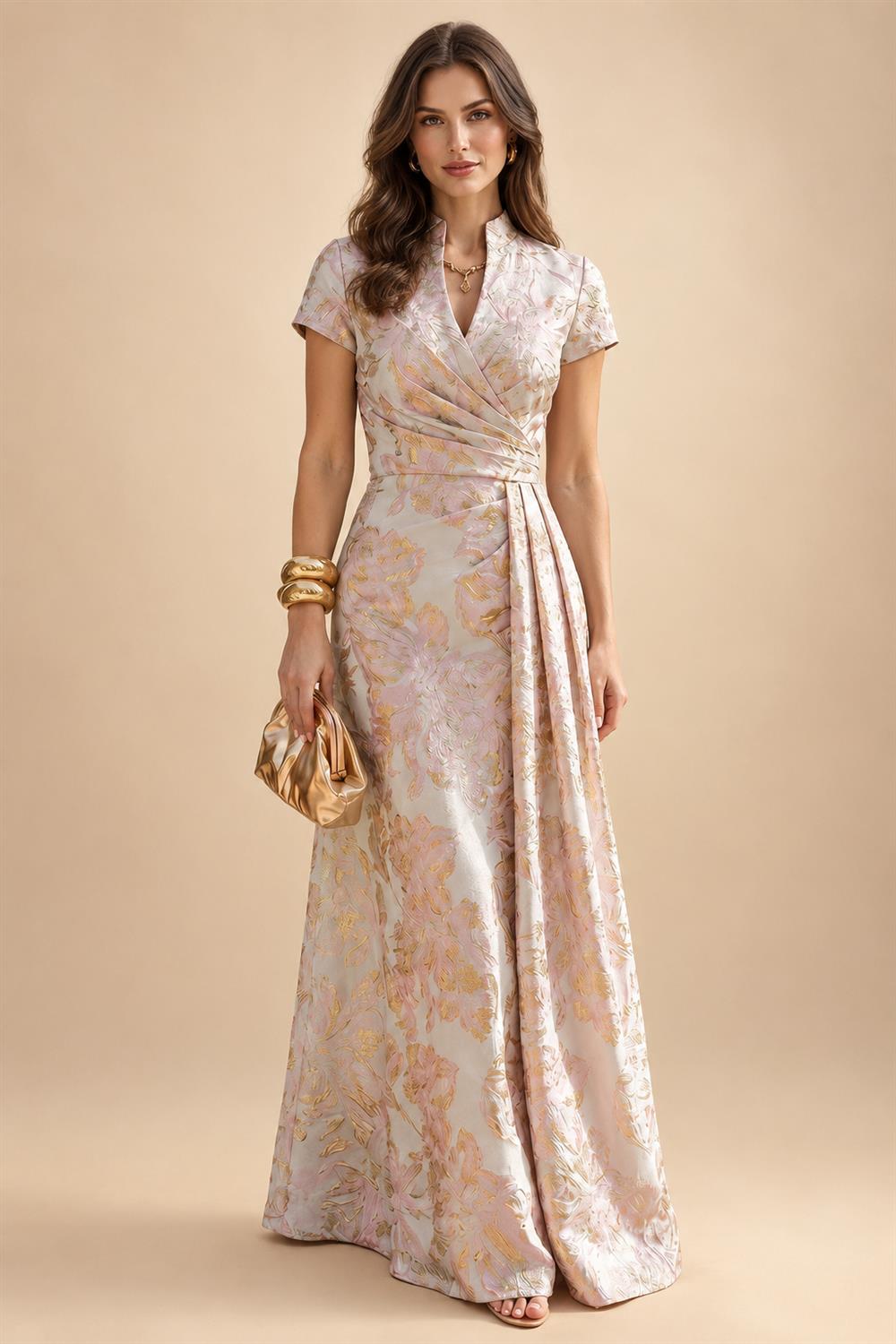 Chiffon A-Line/Princess Scoop Neck Floor-Length Mother of the Bride & Groom Dresses with Tiered Layers (SHI22501536)