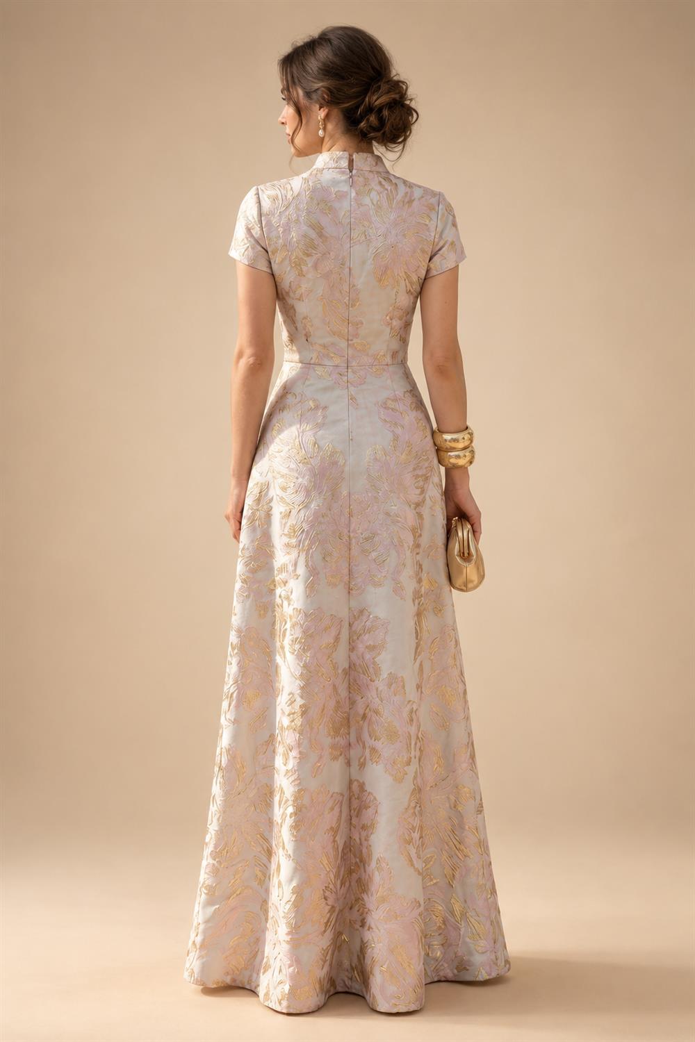 Sheath Chiffon Cape Sleeves Maxi Mother of the Bride & Groom Dresses with Ruched Waist (SHI22500727)