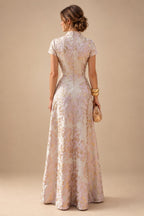 A-Line/Princess Scoop Neck Pleated Satin Evening Dresses with Sequins (SHI22500066)