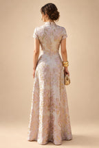 A-Line/Princess V-Neck Floral Print High-Low Mother of the Bride & Groom Dresses with Ruched Bodice (SHI22501569)