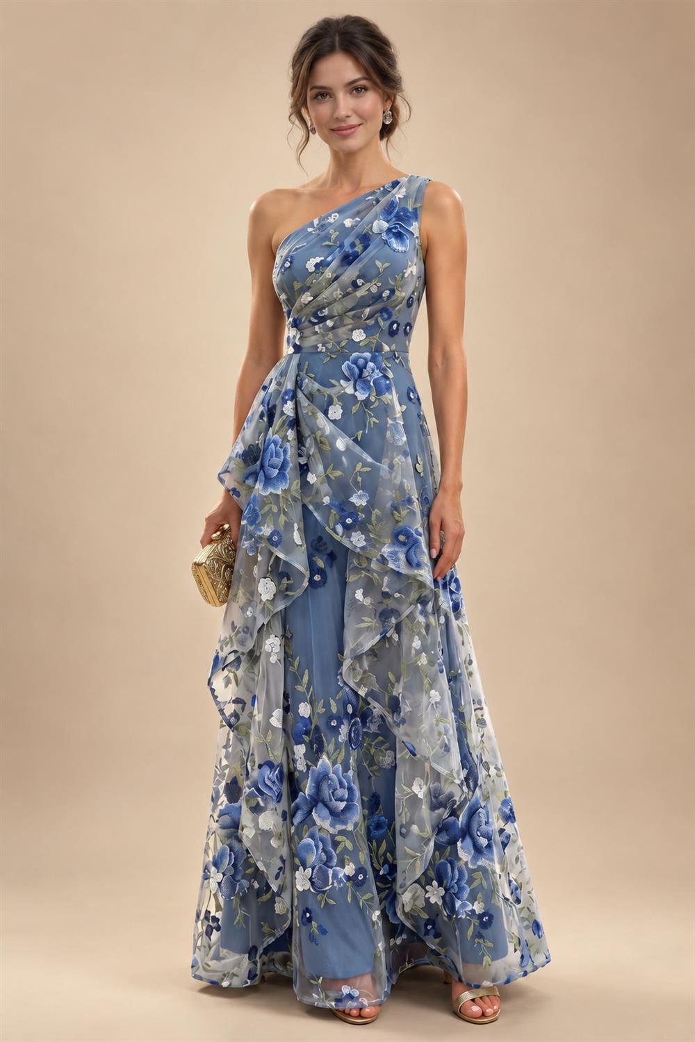 Chiffon Lace A-Line/Princess Off Shoulder Long Mother of the Bride & Groom Dresses with Ruched Waist & Sweep Train (SHI22501250)