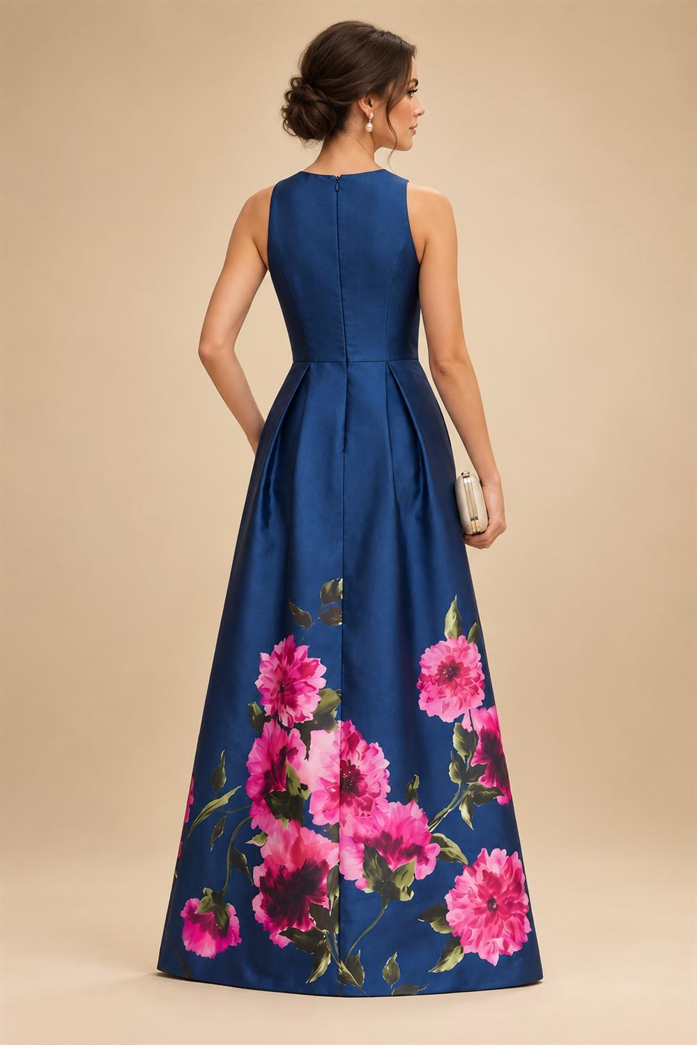Floral Print A-Line/Princess Scoop Neck Floor-Length Mother of the Bride & Groom Dresses with Pockets (SHI22500916)