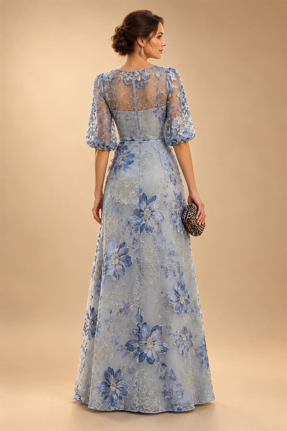 Jacquard A-Line/Princess Scoop Neck Floor-Length Mother of the Bride & Groom Dresses with Ruffles & Ruched Waist (SHI22501201)