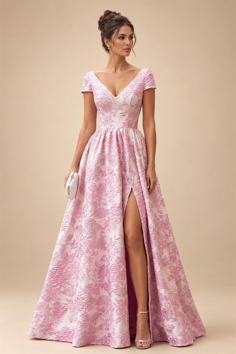 Sheath Floral Jacquard Off Shoulder Mother of the Bride & Groom Dresses with Flower (SHI22500777)