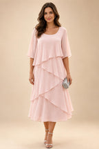 Chiffon A-Line/Princess Scoop Neck Floor-Length Mother of the Bride & Groom Dresses with Tiered Layers (SHI22501536)