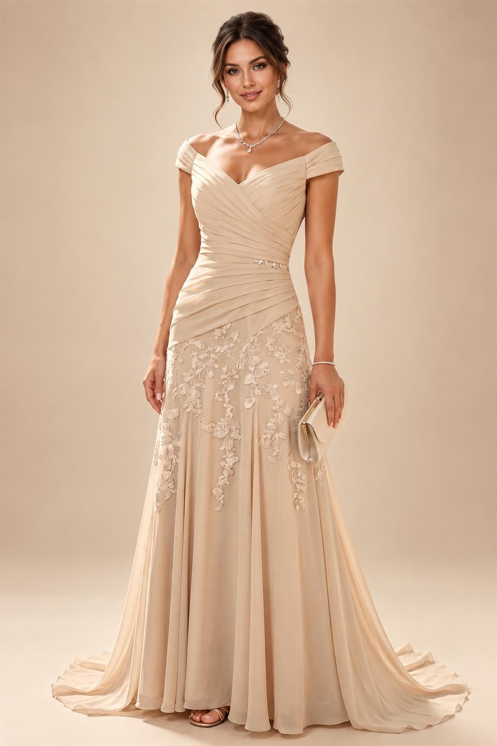 Floral Print A-Line/Princess Scoop Neck Tea-Length Mother of the Bride & Groom Dresses with Tiered Layers & Ruched Waist (SHI22501120)