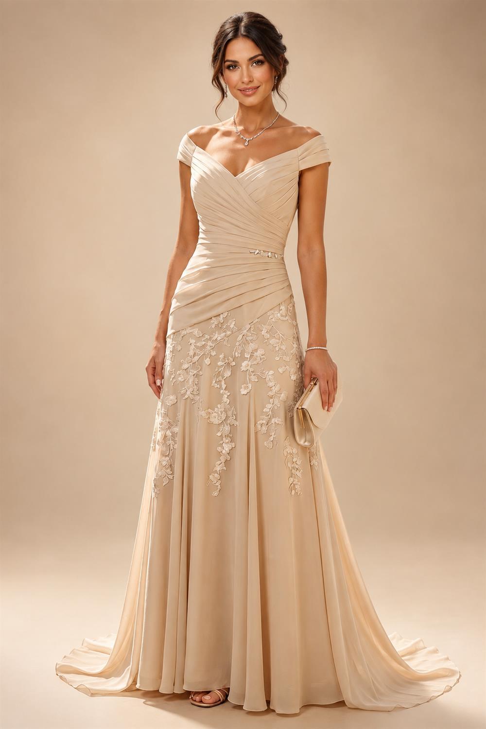 Sheath Satin Tea-Length Mother of the Bride & Groom Dresses with 3/4 Bell Sleeves & Crystal Embellished Belt (SHI22500471)