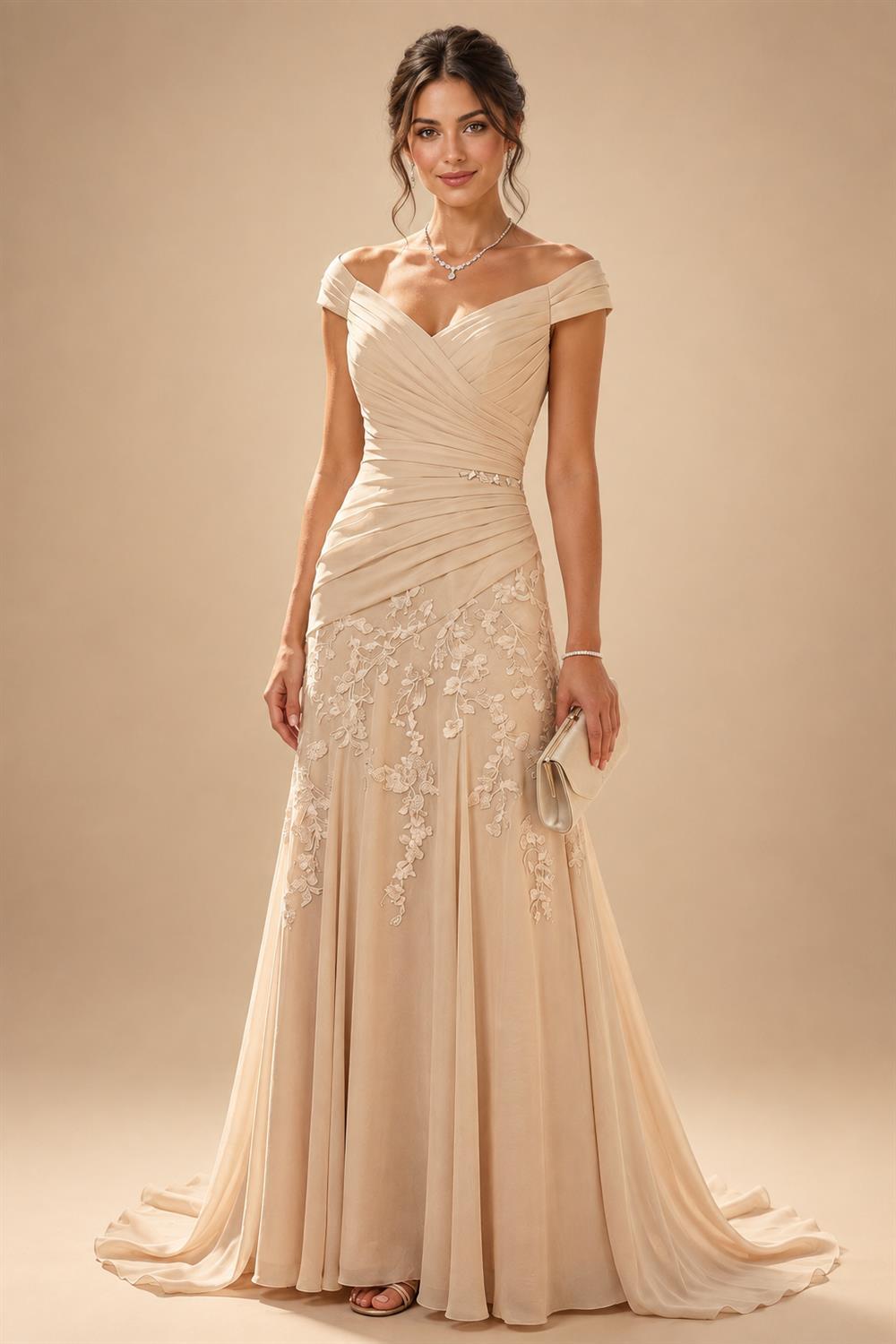 A-Line/Princess V-Neck Floral Embroidery Maxi Mother of the Bride & Groom Dresses with Ruched Waist (SHI22501624)