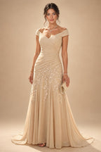A-Line/Princess Sweetheart Chiffon Maxi Mother of the Bride & Groom Dresses with Lace Appliques & Ruched Bodice (SHI22501637)
