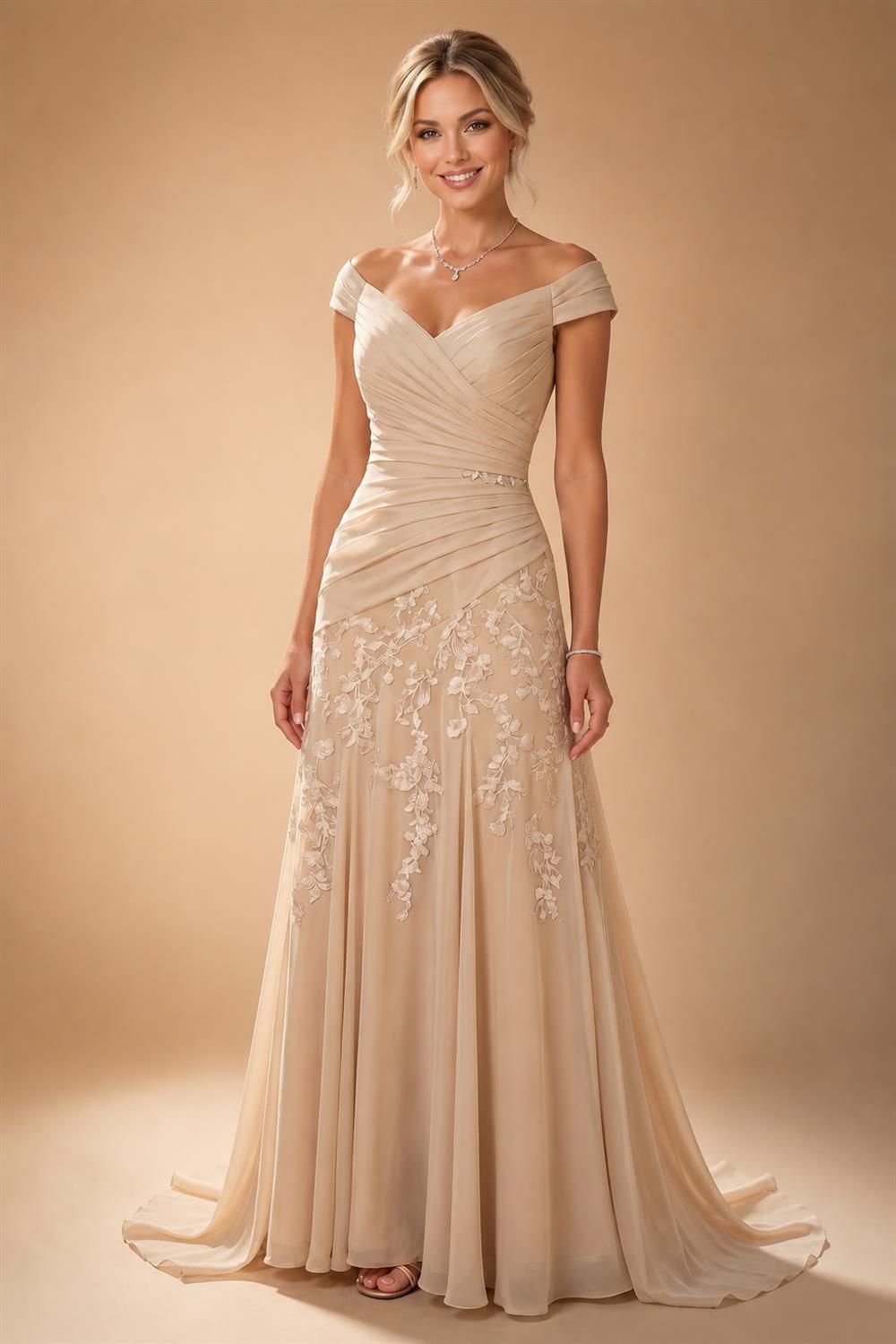 A-Line/Princess Scoop Neck Chiffon Maxi Mother of the Bride & Groom Dresses with Ruffles (SHI22501599)