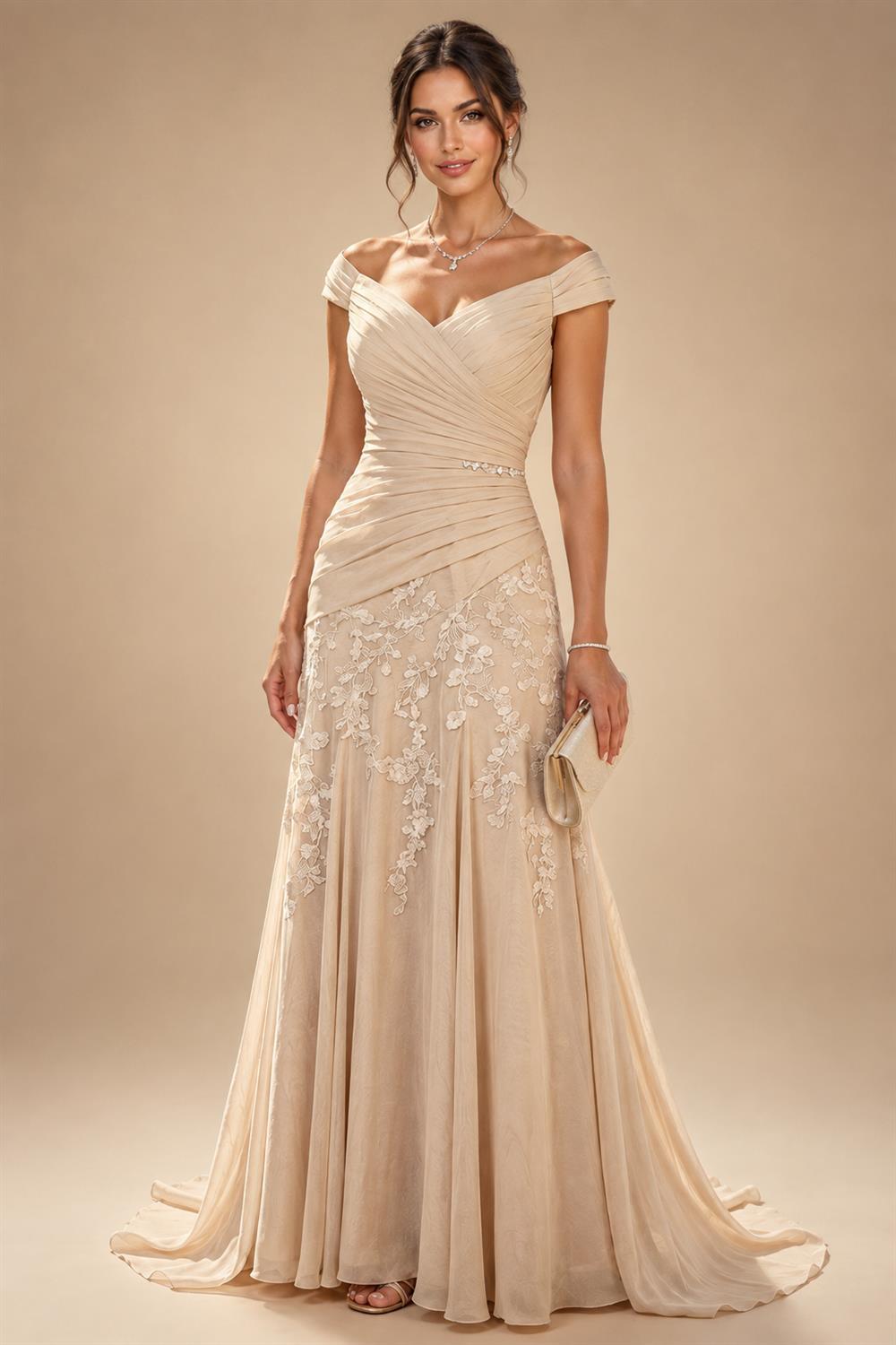 Floral Print A-Line/Princess V-Neck Tea-Length Mother of the Bride & Groom Dresses with Ruched Waist & Pockets (SHI22501150)