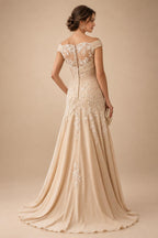 A-Line/Princess V-Neck Chiffon Floor-Length Mother of the Bride & Groom Dresses with Lace Appliques & Ruched Waist (SHI22501678)