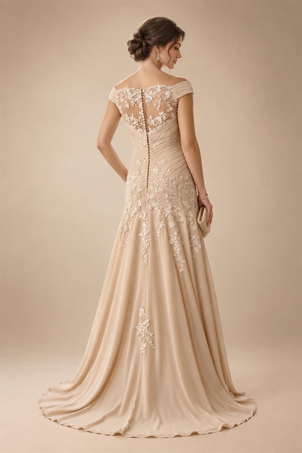 Cape Sleeve Floral Jacquard Satin Tea-Length Ruched Mother of the Bride Dresses 2 Piece (SHIA22500528)