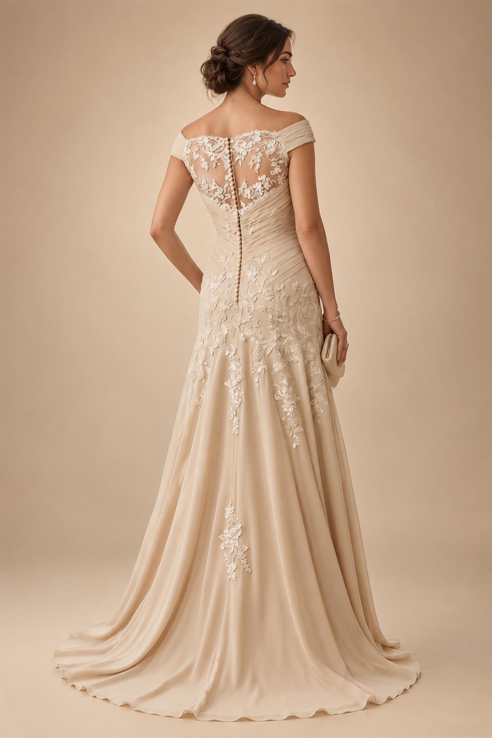 A-Line/Princess Off Shoulder Chiffon Floor-Length Mother of the Bride & Groom Dresses with Sequin, Lace Appliques & Pleats (SHI22501662)