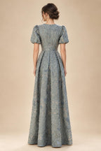 Sequin Floral A-Line/Princess V-Neck Floor-Length Mother of the Bride & Groom Dresses with 3D Flowers & Pleats (SHI22501350)