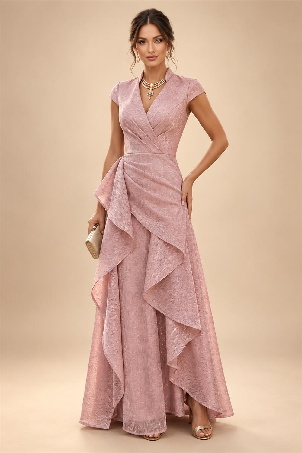 A-Line/Princess One Shoulder Chiffon Floor-Length Mother of the Bride & Groom Dresses with Lace Appliques, Sweep Train & Side Sash (SHI22501663)