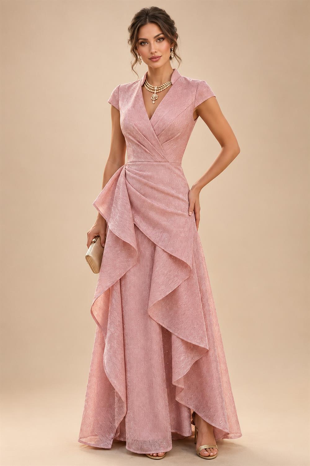 A-Line/Princess Scoop Neck Pleated Satin Evening Dresses with Sequins (SHI22500066)