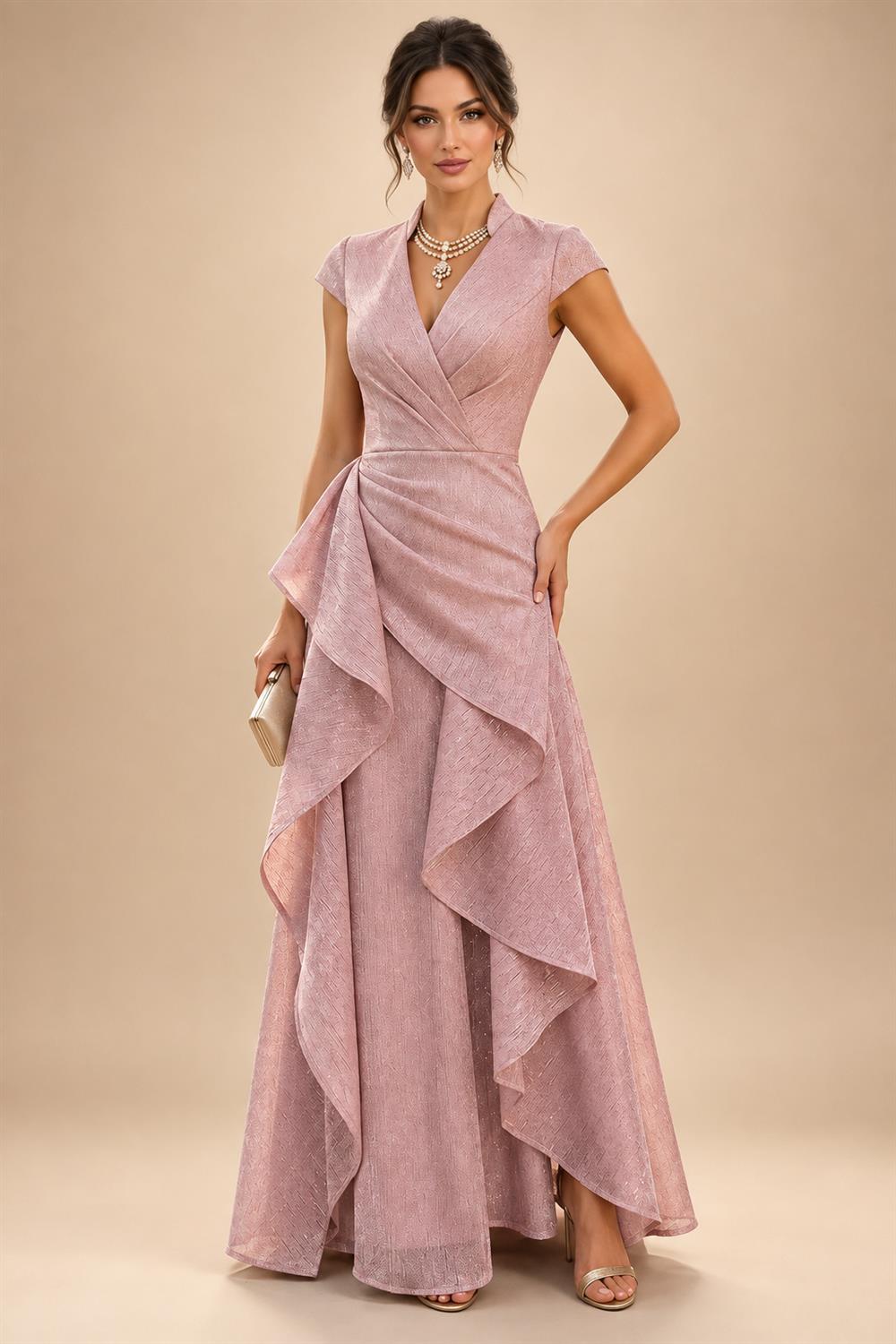 A-Line/Princess Off Shoulder Chiffon Maxi Mother of the Bride & Groom Dresses with Lace Appliques, Rhinestone & Pleats (SHI22501655)