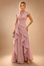 Chiffon A-Line/Princess Scoop Neck Floor-Length Mother of the Bride & Groom Dresses with Tiered Layers (SHI22501536)