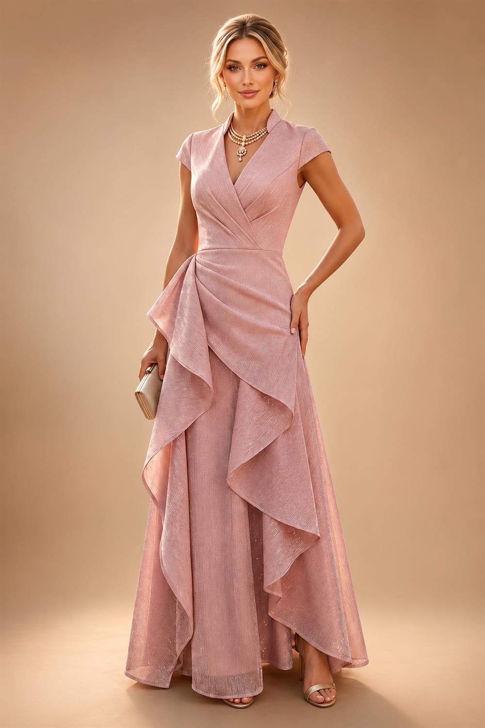 Chiffon A-Line/Princess Scoop Neck Floor-Length Mother of the Bride & Groom Dresses with Tiered Layers (SHI22501536)