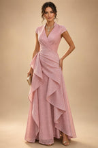 Pantsuit Scoop Neck Satin Maxi Mother of the Bride Pantsuits with Fluffy Feather Trim Cuffs (SHI22501692)