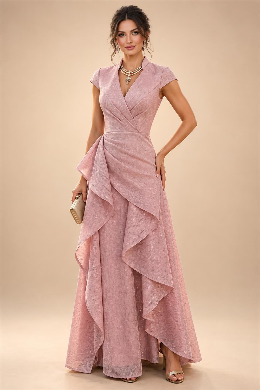 A-Line/Princess V-Neck Chiffon Floor-Length Mother of the Bride & Groom Dresses with Lace Appliques & Ruffles (SHI22501563)
