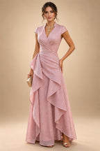 Scoop Neck Chiffon Floor-Length Mother of the Bride & Groom Jumpsuit with Lace Appliques (SHI22501558)