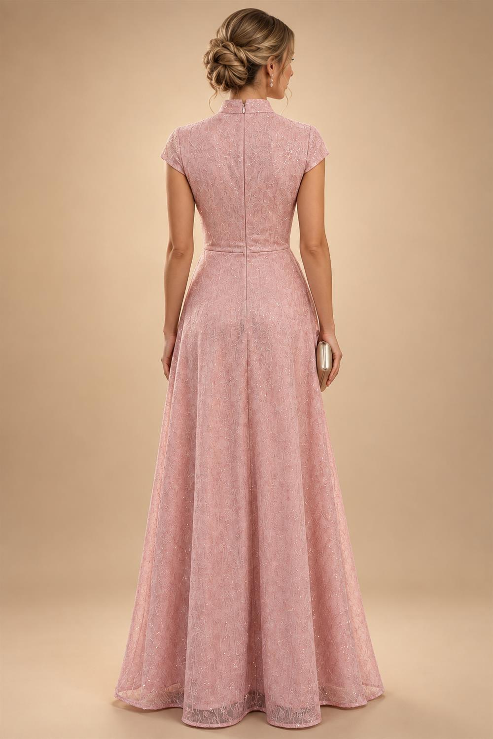 Sheath Satin Tea-Length Mother of the Bride & Groom Dresses with 3/4 Bell Sleeves & Crystal Embellished Belt (SHI22500471)