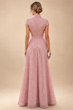 A-Line/Princess Off Shoulder Chiffon Floor-Length Mother of the Bride & Groom Dresses with Sequin, Lace Appliques & Pleats (SHI22501662)