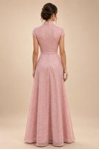 Pantsuit Scoop Neck Satin Maxi Mother of the Bride Pantsuits with Fluffy Feather Trim Cuffs (SHI22501692)