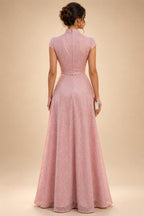 A-Line/Princess Off Shoulder Chiffon Maxi Mother of the Bride & Groom Dresses with Lace Appliques, Rhinestone & Pleats (SHI22501655)