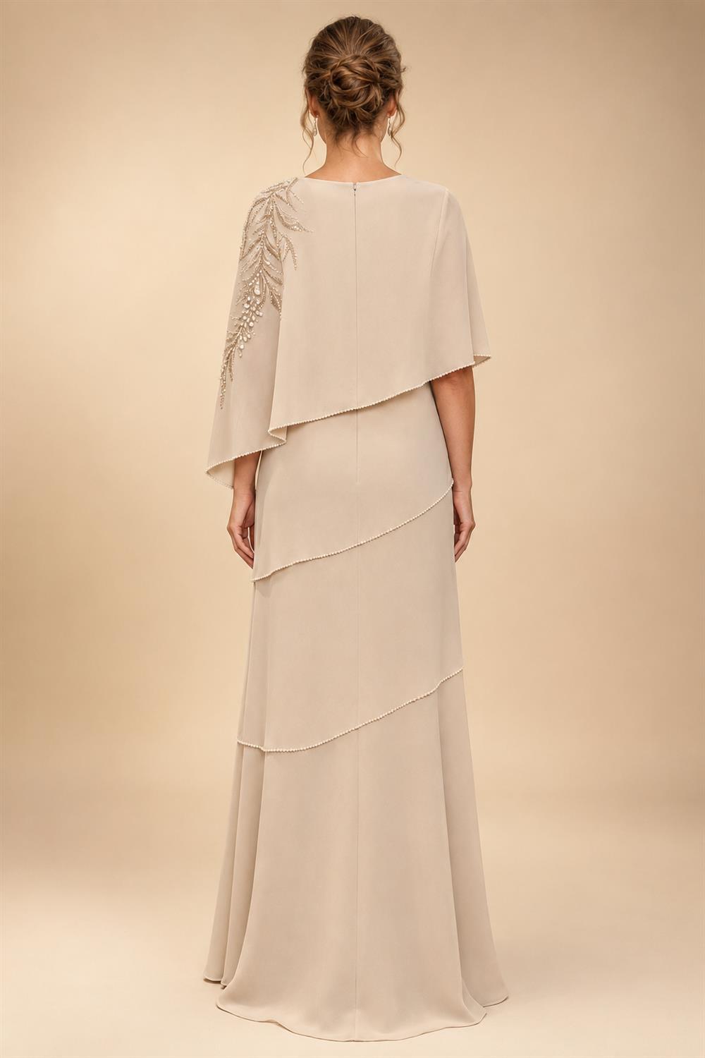 Chiffon A-Line/Princess Scoop Neck Floor-Length Mother of the Bride & Groom Dresses with Tiered Layers (SHI22501536)