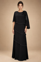 Chiffon A-Line/Princess Scoop Neck Floor-Length Mother of the Bride & Groom Dresses with Tiered Layers (SHI22501536)