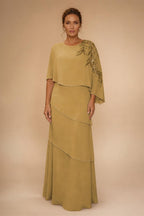 Chiffon A-Line/Princess Scoop Neck Floor-Length Mother of the Bride & Groom Dresses with Tiered Layers (SHI22501536)