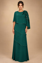Chiffon A-Line/Princess Scoop Neck Floor-Length Mother of the Bride & Groom Dresses with Tiered Layers (SHI22501536)