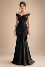 Sheath/Column Off Shoulder Chiffon Floor-Length Mother of the Bride & Groom Dresses with Lace Appliques (SHI22501551)