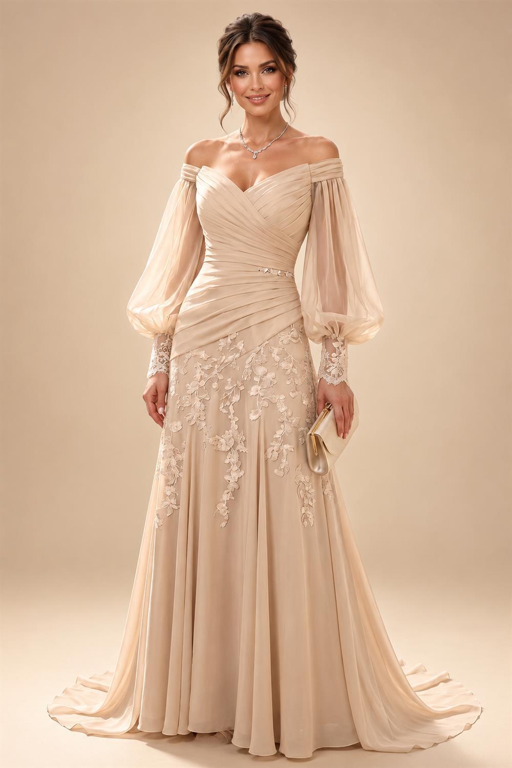 Scoop Neck Chiffon Floor-Length Mother of the Bride & Groom Jumpsuit with Lace Appliques (SHI22501558)