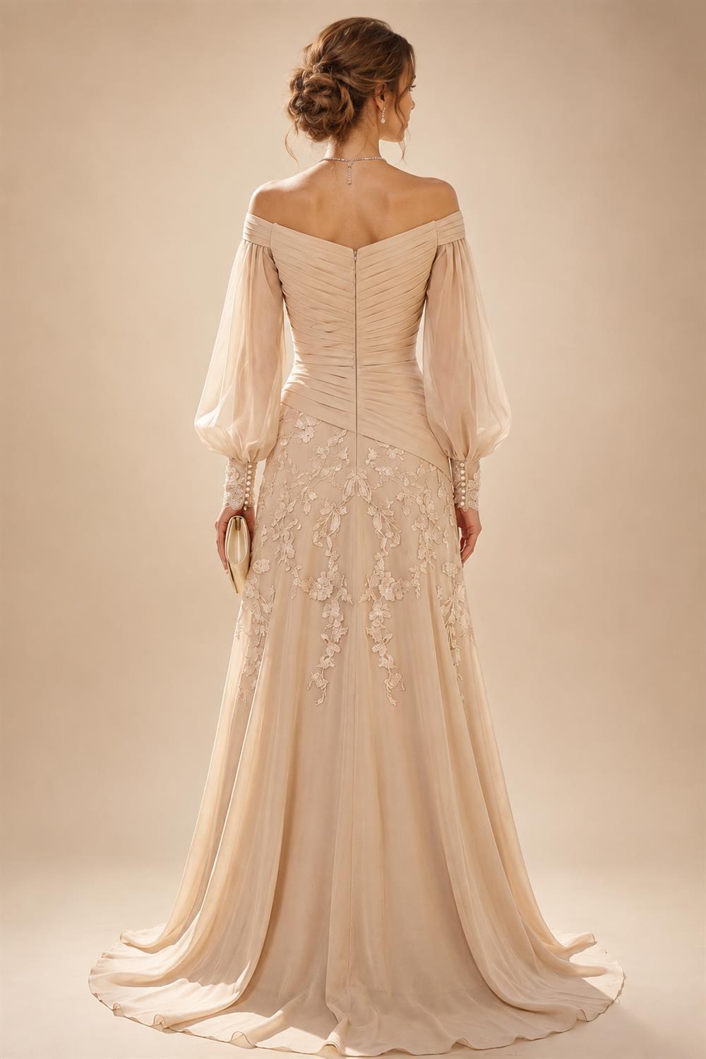 A-Line/Princess V-Neck Chiffon Floor-Length Mother of the Bride & Groom Dresses with Lace Appliques, Sequin & Ruffles (SHI22501608)