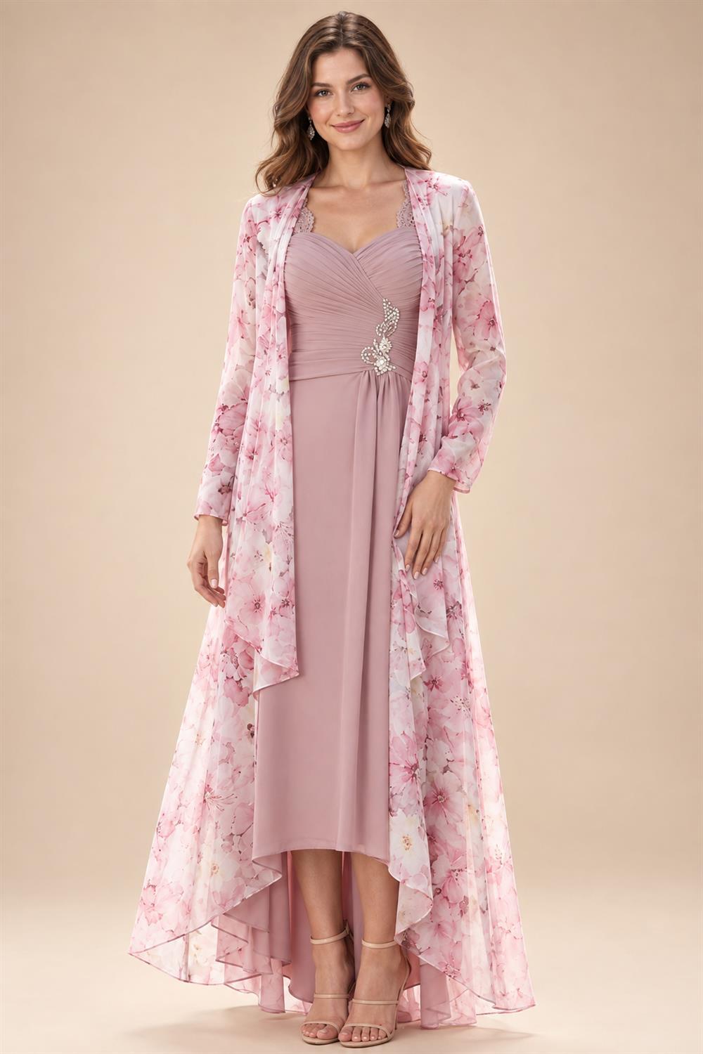 A-Line/Princess Off Shoulder Chiffon Maxi Mother of the Bride & Groom Dresses with Lace Appliques, Rhinestone & Pleats (SHI22501655)